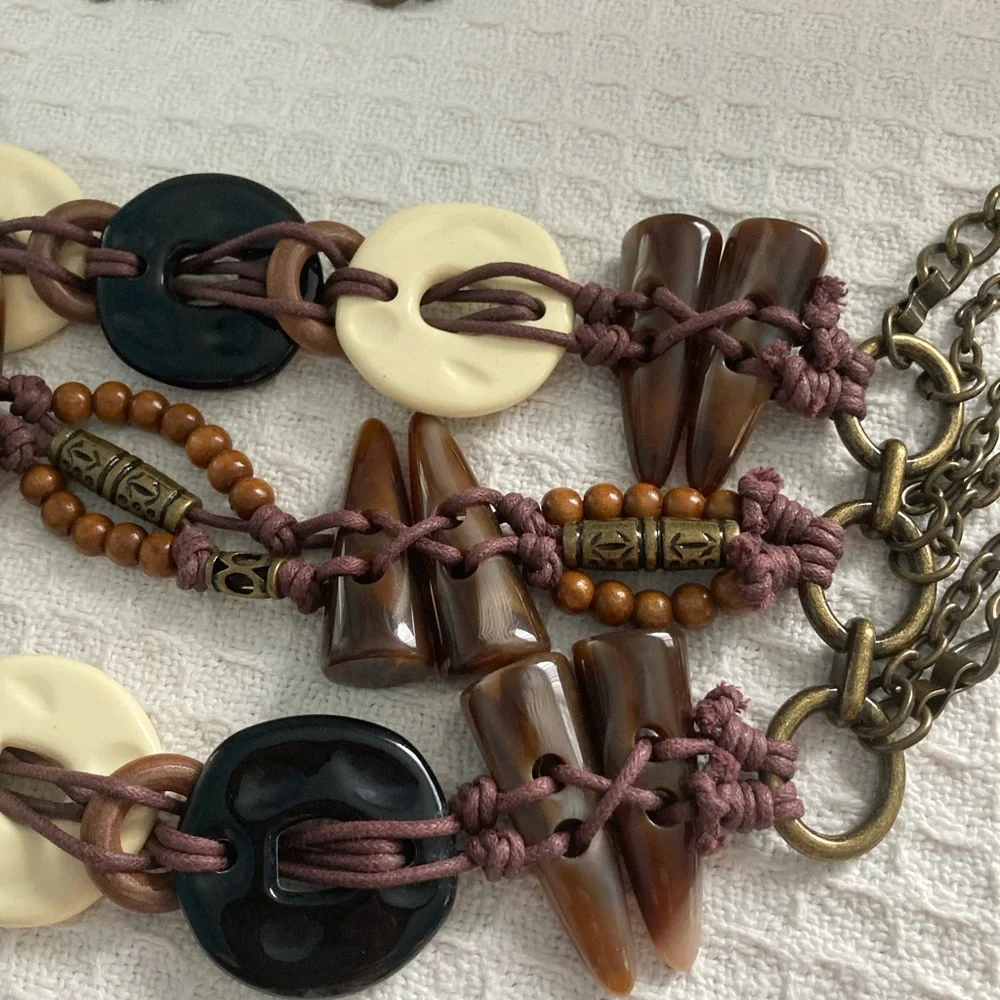 Vintage Chico’s Multi Strand Chain Link Belt With Beads And Discs